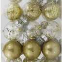 Shatterproof Clear Plastic Christmas Ball Ornaments 30PCS Decorative Baubles Set with Stuffed Delicate Decorations 2.36'' Hanging Ball for Xmas Tree(Gold)