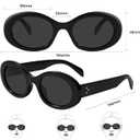mosanana Oval Retro Trendy Sunglasses for Women 90s Style MS52371 (C1 Black/Grey)