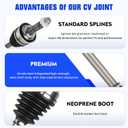 Front CV Axle Shaft Assembly Fit for Toyota Tundra 2000-2006 for Toyota Sequoia 2001-2007 V6 V8 4WD Left or Right CV Joint Shaft, Replacement for 66-5194, 1 pack