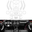E-cowlboy 18 PCS Full Set Interior Decoration Trim Kit Steering Wheel Center Console Door Handle Air Conditioning Vent Cup Holder Gear Cover Trim for Jeep Wrangler JK JKU 2011-2018 4-Door (White)