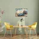 XLMDYYSW Farmhouse Truck Wall Art Rustic Old Barn Paintings Vintage Truck and Flower Canvas Prints Country Landscape Picture for Living Room Bedroom Framed (Blue, 12.00" x 18.00")