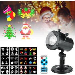 Christmas Decorative Lighting Projectors,Snowflake Led Holiday Projector Light with 12pc Slides Patterns Outdoor Christmas Ornaments Lights for Xmas Birthday Party