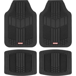 Motor Trend DualFlex Rubber Car Floor Mats All Weather Waterproof 4-Piece Sporty Two-Tone Design Car Mats Full Set - Universal Trim-to-Fit Floor Mats for Car, SUV, & Trucks - Car Carpet Protector