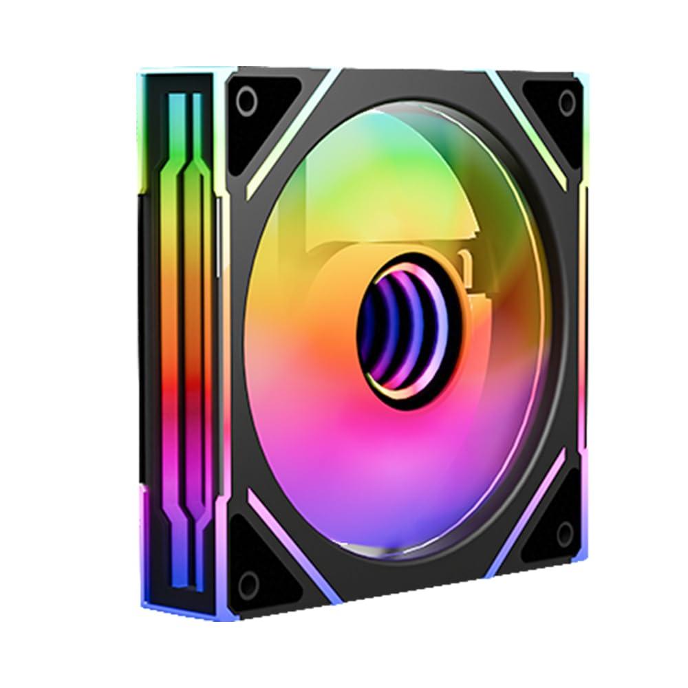 ICOLER Prism 4 EX 120mm ARGB Reverse case Fan, Infinity Mirror RGB Light Effect 5V 3PIN Motherboard Light Sync 800~1850RPM PWM PC Fan Suitable for Computer Case and CPU Cooler（Black）