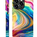 for iPhone 14 Pro Max Glossy Case for Girl Boy Full Body Design Soft Silicone Drop Shock Scratch Protection Fashion Pattern Golden Glitter Rainbow Colored Swirls