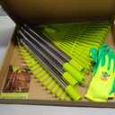 Colwelt Plastic Leaf Rake with 56'' Lightweight Stainless Steel Handle, 22Tines Plastic Head & Garden Gloves for Collecting Loose Debris