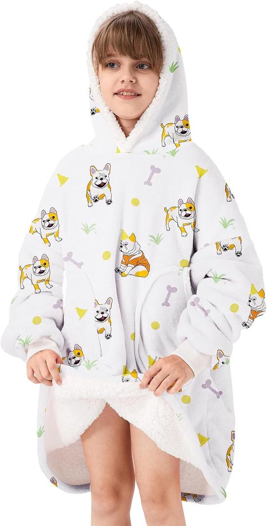 Zando Blanket Hoodie Wearable Blanket Kids and Adult Gift Comfy Blanket Hoodie Oversized Sweatshirt Sherpa Fleece (Bullfighting)