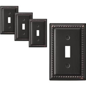 DEWENWILS Decorative Light Switch Cover, Metal Toggle Light Switch Wall Plates, Aged Bronze Outlet Covers for Home, Office (1 Toggle 4PK)
