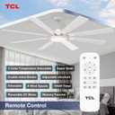 TCL Ceiling Fans with Lights and Remote: 8 Blades, Quiet Reversible DC Motor, Dimmable Super Bright LED, Noiseless Large Modern Fan for Room, Outdoor, Commercial and Industrial Use (White, 62 Inch)
