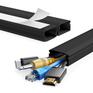 Yecaye TV Cord Hider, 47In Large Cable Hider, Wire Covers for 4 Cords, Wire Hiders for TV on Wall, Cable Raceway Concealer, 3L15.7in W1.18in H0.6in, Black