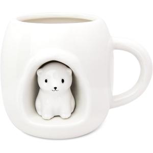14 Ounces Polar Bear Coffee Mug  Cute 3D Ceramic Tea Cup for Men & Women  Novelty Gift for Couples, Kids, and Friends
