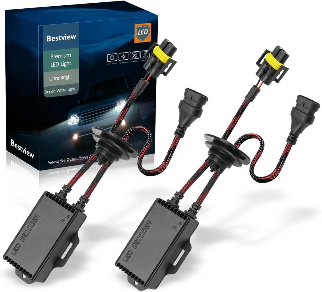 2PCS H8 H9 H11 LED Light Canbus Decoder: Anti Flicker Harness, Resistor Decoders Error Free, LED Warning Canceller Resistor Adapter, H8 Canbus Decoder Upgrade with Waterproof Rubber Ring