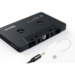 Car Audio aux Cassette Adapter and a Type C to 3.5mm Audio Aux Jack Adapter,Compatible for Google, Samsung, Xiaomi, Huawei All Type C Port Devices.