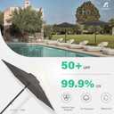 JEAREY 7.5FT Patio Umbrella Market Table Umbrella with 6 Sturdy Ribs, Push Button Tilt/Crank Outdoor Umbrella for Garden, Deck, Backyard, Pool and Beach,Gray
