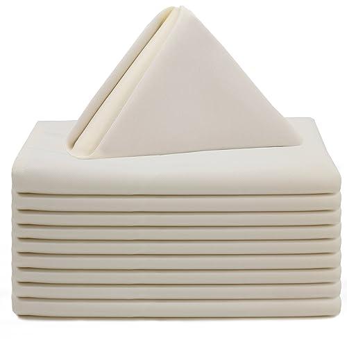 Your Chair Covers Cloth Polyester Napkins, 20 x 20 Inch, Washable Dinner Fabric Linen Napkins with Hemmed Edges for Restaurant, Wedding and Holiday Pack of 10 (Ivory)