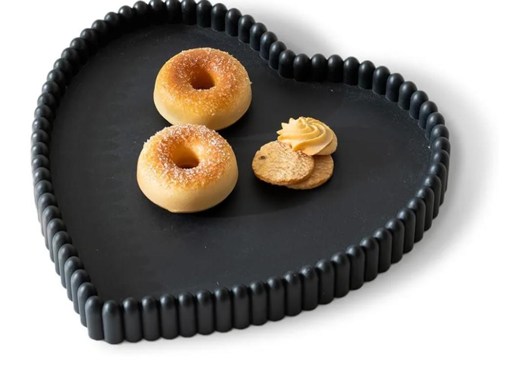 Coffee Table Tray, Home Decor Heart Shaped Tray, Concrete Black Coffee Table Decor Trays, Serving Decorative Trays for Dining Table