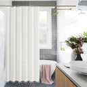 Gibelle White Boho Farmhouse Shower Curtain with Tassels, Rustic Cottagecore Aesthetic Bohemian Chic Modern Bathroom Decor Thick Waffle Textured Fabric Shower Curtain Set with Hooks, 72x72