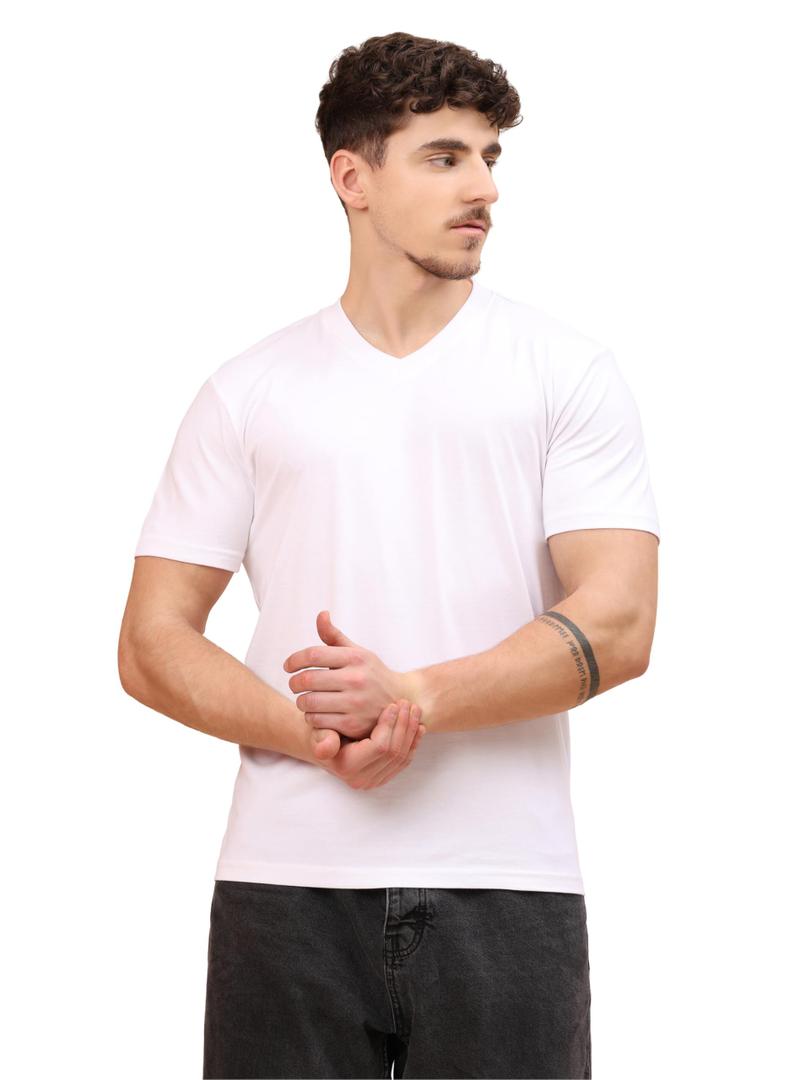 ENCIGER Mens Cotton V-Neck T-Shirt Soft, Breathable Short Sleeve Tee Classic Fit Casual Everyday Wear (White, S) (S)