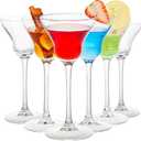 Vintage Art Deco Coupe Glasses, Set of 6 Ribbed Coupe Cocktail Glasses, 5.5 oz Classic Martini Glasses, Elegant Hand Blown Manhattan Goblet for Bar, Martini, Cosmopolitan, Gimlet, Pisco Sour