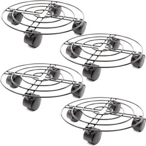 Bright Creations 4 Pack Metal Rolling Plant Stand Base, Planter Caddy with Wheels for Indoor and Outdoor Pots (10.6 Inches)