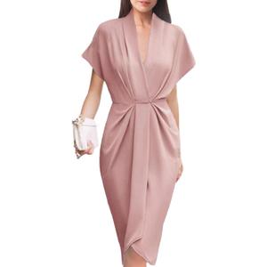 Women's Spring Summer Print V-Neck Faux Wrap Maxi Dress for Wedding Guest, Graduation, Party medium