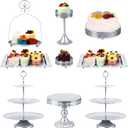 ZUMELER Silver Cake Stand Cupcake stand Dessert Table Display Set 3 Tiered Tray Cookie Candy Display Tower Serving Platters for Baby Shower Wedding Treat Tea Party 9 Pcs Metal