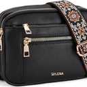 Telena Small Crossbody Bags For Women Vegan Leather Crossbody Purse With Adjustable Wide Strap For Daily Life (Black)
