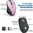 Mouse for MacBook Bluetooth Wireless Mouse Laptop MacBook Air Mac Pro Silent Rechargeable PC iPad Optical Mouse with Jiggler Dual Mode Switch Bluetooth 5.2/3.0 and 2.4GHz USB Type-C Receiver BLACK