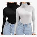 Zeagoo Womens Turtleneck Long Sleeve Shirts Soft Thermal Underwear Fall Fashion 2024 Tight Basic Layer Tops M