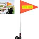 Golf Cart Flag Pole Reflective Orange Safety Flag 8.7 x 11.8 Inch Golf Cart Accessories 47.2 Inch Telescopic Pole Golf Cart Flag Mount Wheelchairs High Visibility