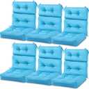 Mixweer 6 Pack Outdoor/Indoor High Back Chair Cushion Waterproof Rocking Chair Pads Tufted Seat/Back Chair Cushion Weather Resistant Adirondack Chair Cushions for Outdoor Patio Furniture (Sky Blue)