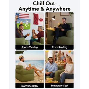 Infantable Couch with Built-in Pump Durable Blow Up Sofa Chair Portable Camping Couch Waterproof Inflatable Furniture for Outdoor Beach Home Festivals Backyard Party | Rechargeable Pump, Durable Fabric, Puncture Resistant, Easy Inflation, Luxury Stylish, 5' x 3'