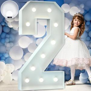 Marquee Numbers 4 Feet Tall Big Light Up Numbers 2nd 21st 25th Birthday Decorations Girl Boy Graduation Decorations 2025 White Anniversary Party Decor Large Cardboard Prop Backdrop Sign 2