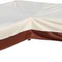 Outdoor Sectional Cover-V-Shaped Patio Furniture Covers Waterproof Rip-Stop Anti-UV 600D Heavy Duty Outdoor Couch Cover with 3 Air Vent Sofa Cover 110''L 110''L 33.5''D 31''H (Beige & Reddish Brown)