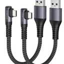 CONMDEX USB C Charger Cable [1ft, 2Pack] 10Gbps USB 3.1 Gen 2 USB A to USB C Data Transfer Braided Cord, Right Angle Android Auto CarPlay Type C Cable for iPhone 16 15 Plus Pro Max Samsung Galaxy S23