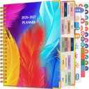 Planner 2026-2027, 18 Months Weekly and Monthly Daily Planner from January 2026 - June 2027, 8.5" x 11" A4 Large Hardcover Agenda Organizer Book 2026 with Tabs, Spiral Yearly Calendar Planners for School Work Home, Colorful Feather