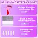 Stitch Gun for Clothes With Storage Box, Handheld Stitch Gun Quick Clothing Fixer Micro Sewing Tagging Gun Kit for Clothing One Stitch Sewing Gun Includes Needles Fasteners (Purple