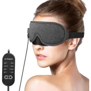 DR.PREPARE Heated Eye Mask With Temperature & Timer Control, USB Warm Compress for Dry Eyes, Sleep, Blepharitis, Dark Circles, MGD and Puffy Eyes - Earplugs Included