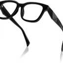 kimorn Blue Light Blocking Glasses,Anti Eyestrain & UV Protection,Square Frame Glasses for Women and Men (Black)