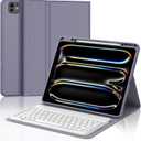FARYODI Keyboard Case for iPad Pro 13-inch (M4, 2024), Magnetic Detachable Wireless Bluetooth Keyboard, Slim Folio Cover with Pencil Holder for New iPad Pro 13 inch, Auto Sleep/Wake-Lavender
