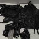 FANCMISTERY Plus Size Lingerie for Curvy Women Lace Corset with Adjustable Straps and Garter Details Sleepwear XXL