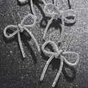 Mrchtmas Christmas Bow Ornaments 2025, 3Pcs Silver Bow Christmas Tree Ornament, Xmas Hanging Ornaments Decoration Gift for Women Family Made with Rhinestones