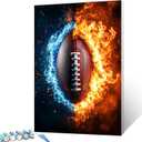 Tucocoo American Football Paint by Numbers Kits 16x20 inch Canvas DIY Oil Painting for Adults with Brushes and Acrylic Pigment Fantasy Fire Digital Art Colorful Picture for Home Decor (Without Frame)