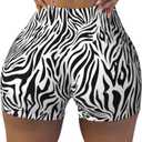 Women's High Waist Workout Shorts for Sports Athletic Running Hiking Biker Yoga Gym Shorts (Medium, Zebra Pattern)