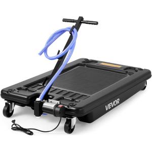 VEVOR Low Profile Oil Drain Pan, 17 Gal Capacity, Rolling Oil Drain Pan with 110V High-Flow Electric Pump, 7.2 ft Hose & T Folding Handle, Leak-proof & Corrosion-resistant, Fit for Trucks, ATVs, Black