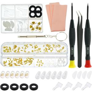 Eyeglass Repair Kit - YEEMO Glasses Repair Kit with Screws (Gold), Eyeglass Nose Pads, Precision Glasses Screwdriver Set: High Compatibility for Eyeglasses, Sunglasses, and Watch Repair