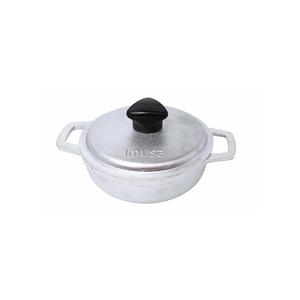 IMUSA 0.5Qt Mini Cast Aluminum Traditional Caldero Set with Lid,Silver