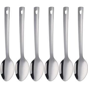 13-Inch Serving Spoons Set of 6, dongbo Stainless Steel Long Handle Buffet Serving Spoons for Catering, Silver