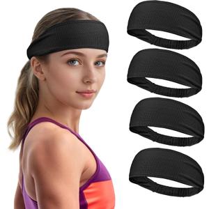 Sukeen Cooling Headbands for Women, Instant Cooling, Moisture Wicking Non-Slip Sweatbands for Women, Elastic Sweat Bands Headbands for Running Yoga Gym Athletic Sports Workouts (Black)