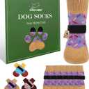EXPAWLORER Anti Slip Dog Socks for Prevent Licking Paws & Hardwood FloorPink, X-Large(6 Pack)